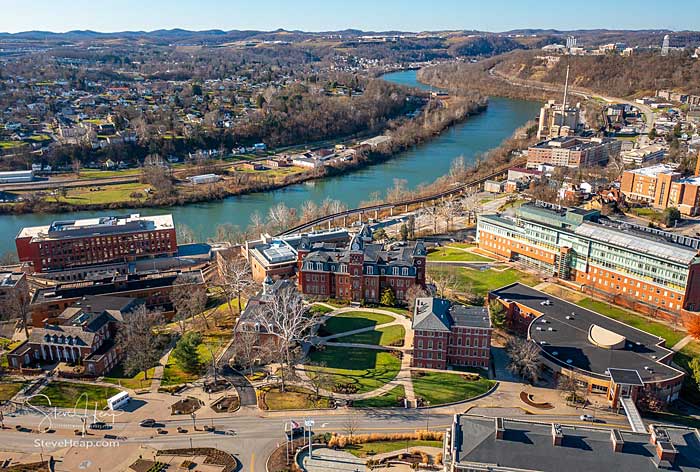 Aerial Drone Panorama of Woodburn Hall at WVU