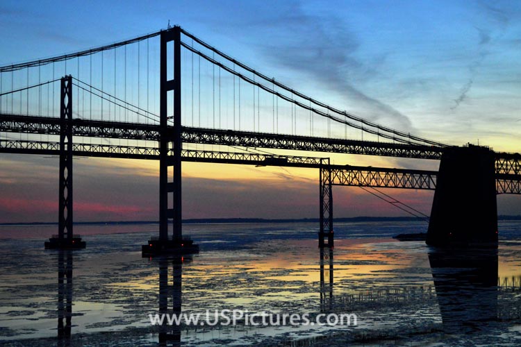 Bay Bridge Silhouette Icy Sunset