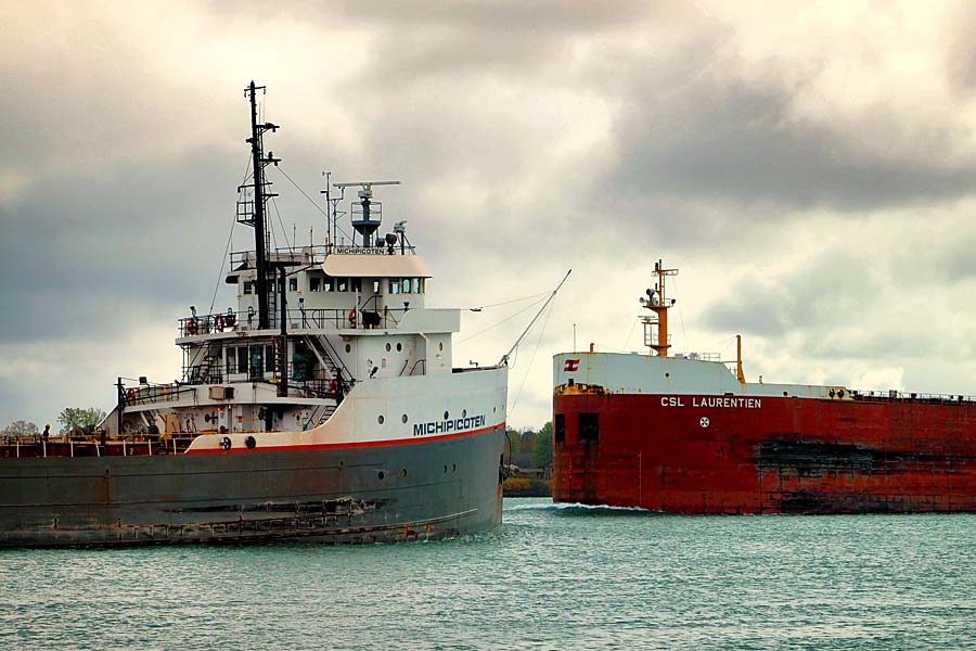 Freighters Michipicoten and CSL Laurentien at st. clair mi