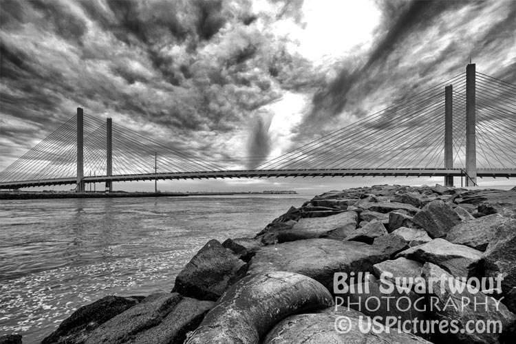 Indian River Bridge Clouds in Black and White