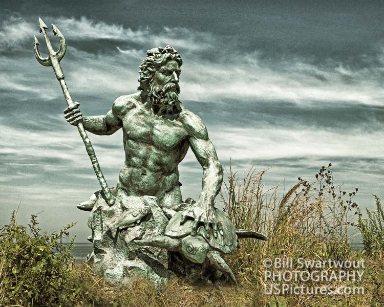 King Neptune on the beach at Cape Charels