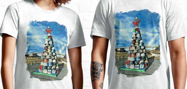 crab basket holiday trees on t-shirts