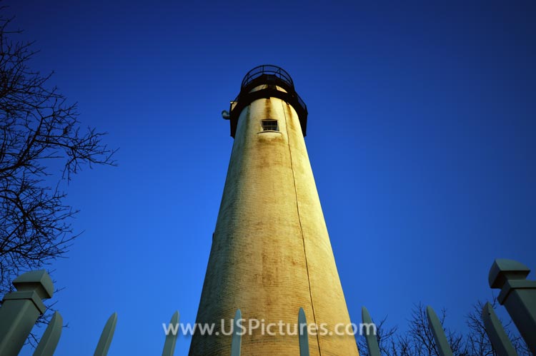 Fenwick Island Lighthouse in a Blue Sky