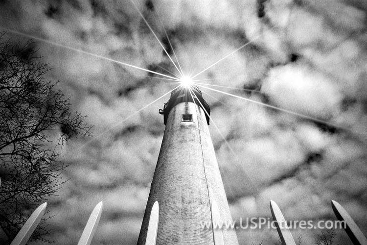 Fenwick Island Lighthouse in Black and White with Star