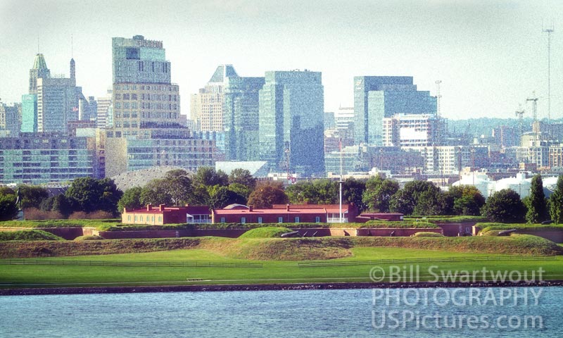 fort mchenry with baltimore in the background