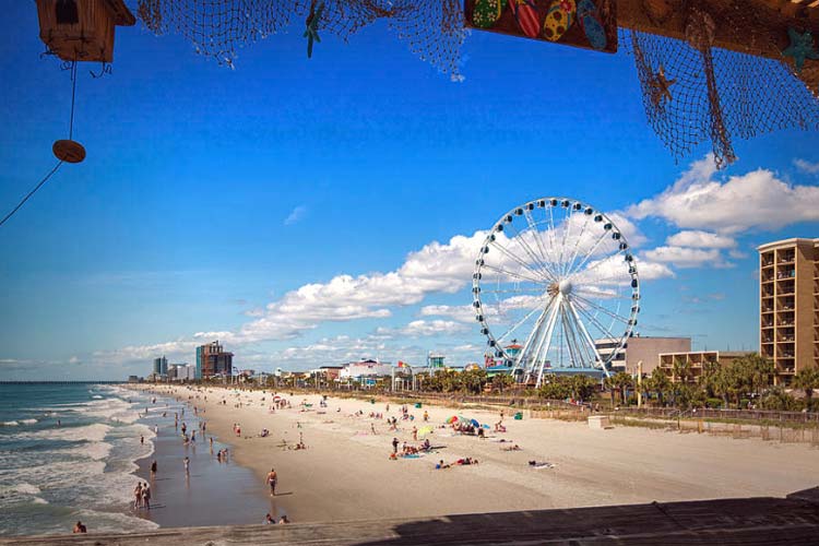 the beach and skywheel myrtle beach