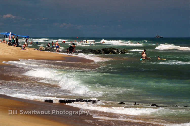 The beach in Ocean City, Maryland on a beautiful day in June.