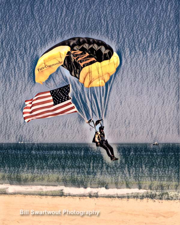 Patriotic Beach Landing in Ocean City Charcoal