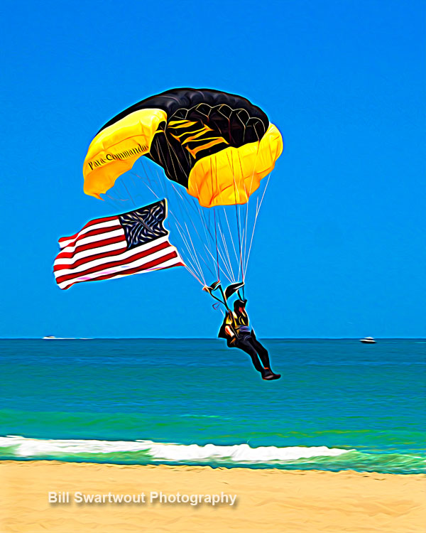 Patriotic Beach Landing in Ocean City Expressionism